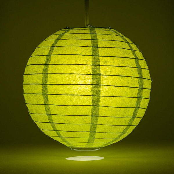 (Discontinued) 36" Chartreuse Jumbo Round Paper Lantern, Even Ribbing, Chinese Hanging Wedding & Party Decoration