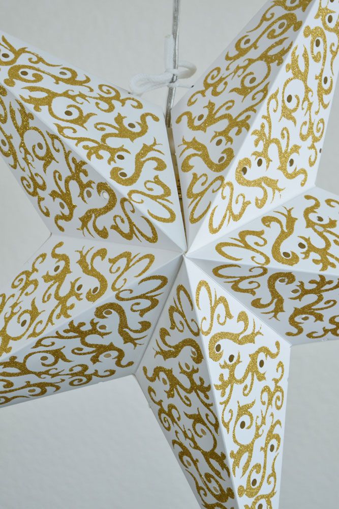 24" Gold Bramble Glitter Paper Star Lantern, Hanging - PaperLanternStore.com - Paper Lanterns, Decor, Party Lights & More