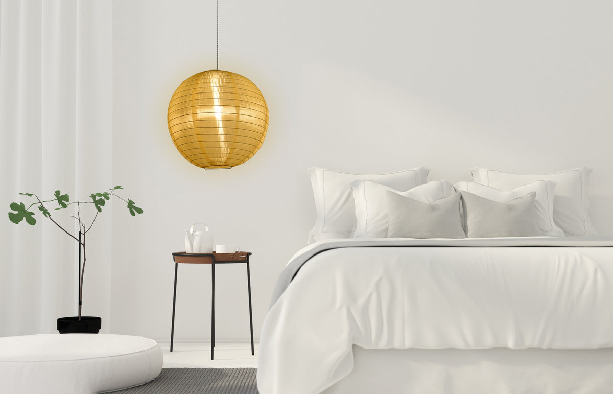 30" Golden Yellow Jumbo Shimmering Nylon Lantern, Even Ribbing, Durable, Dry Outdoor Hanging Decoration