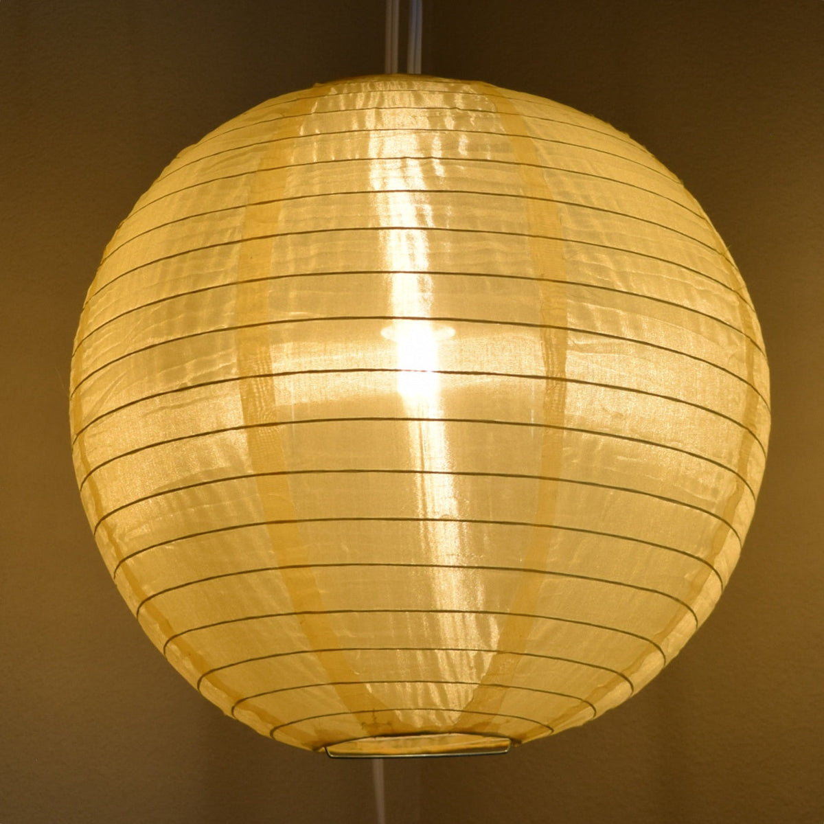 30" Golden Yellow Jumbo Shimmering Nylon Lantern, Even Ribbing, Durable, Dry Outdoor Hanging Decoration