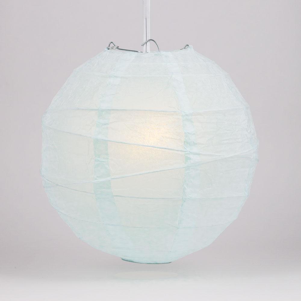 24" Arctic Spa Blue Round Paper Lantern, Irregular Ribbed, Chinese Hanging Wedding & Party Decoration
