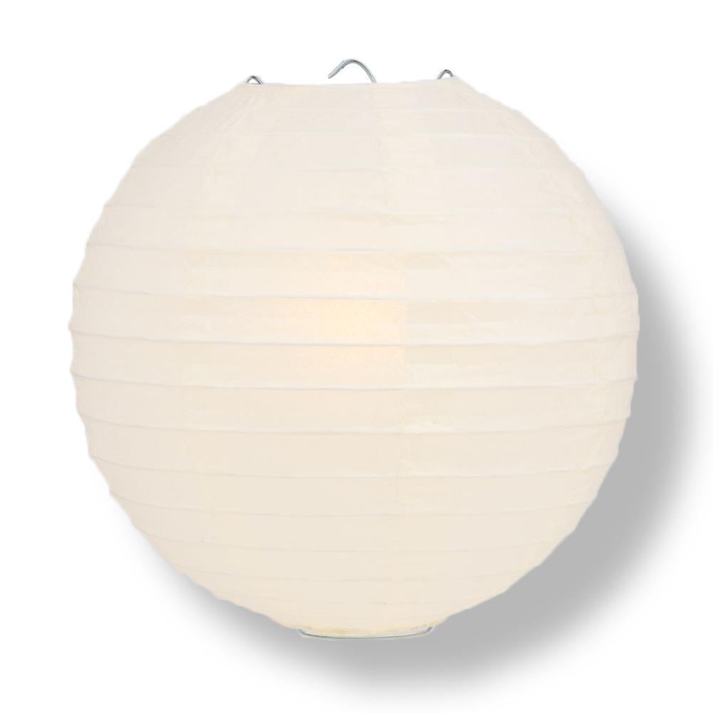 36" Beige / Ivory Jumbo Round Paper Lantern, Even Ribbing, Chinese Hanging Wedding & Party Decoration