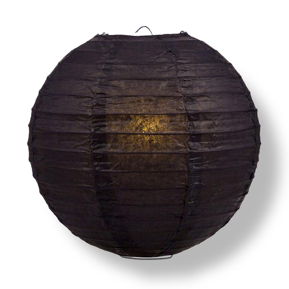 30" Black Jumbo Round Paper Lantern, Even Ribbing, Chinese Hanging Wedding & Party Decoration - PaperLanternStore.com - Paper Lanterns, Decor, Party Lights & More