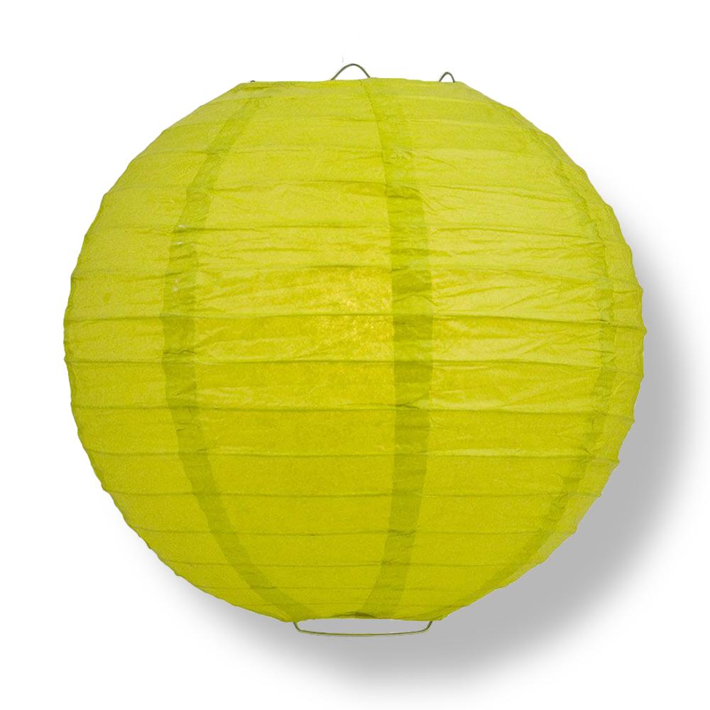(Discontinued) 36" Chartreuse Jumbo Round Paper Lantern, Even Ribbing, Chinese Hanging Wedding & Party Decoration