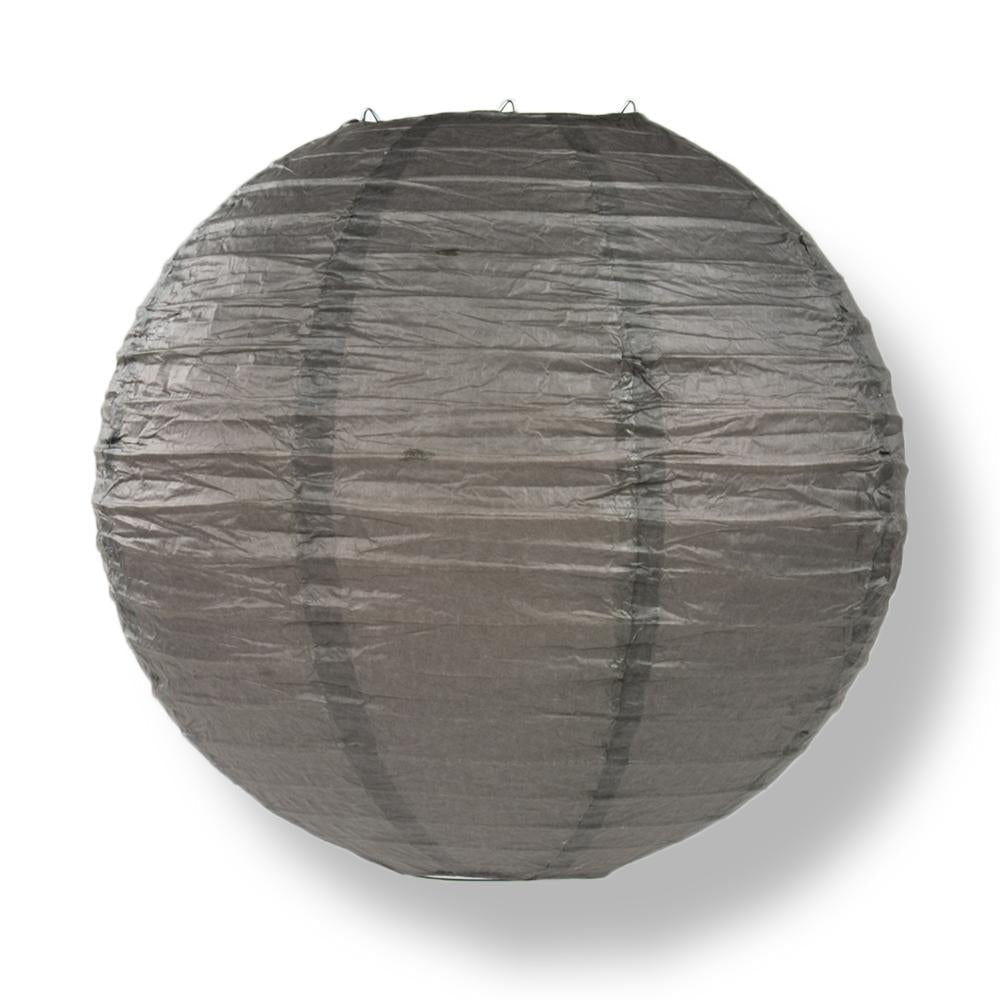 30" Driftwood Grey Jumbo Round Paper Lantern, Even Ribbing, Chinese Hanging Wedding & Party Decoration