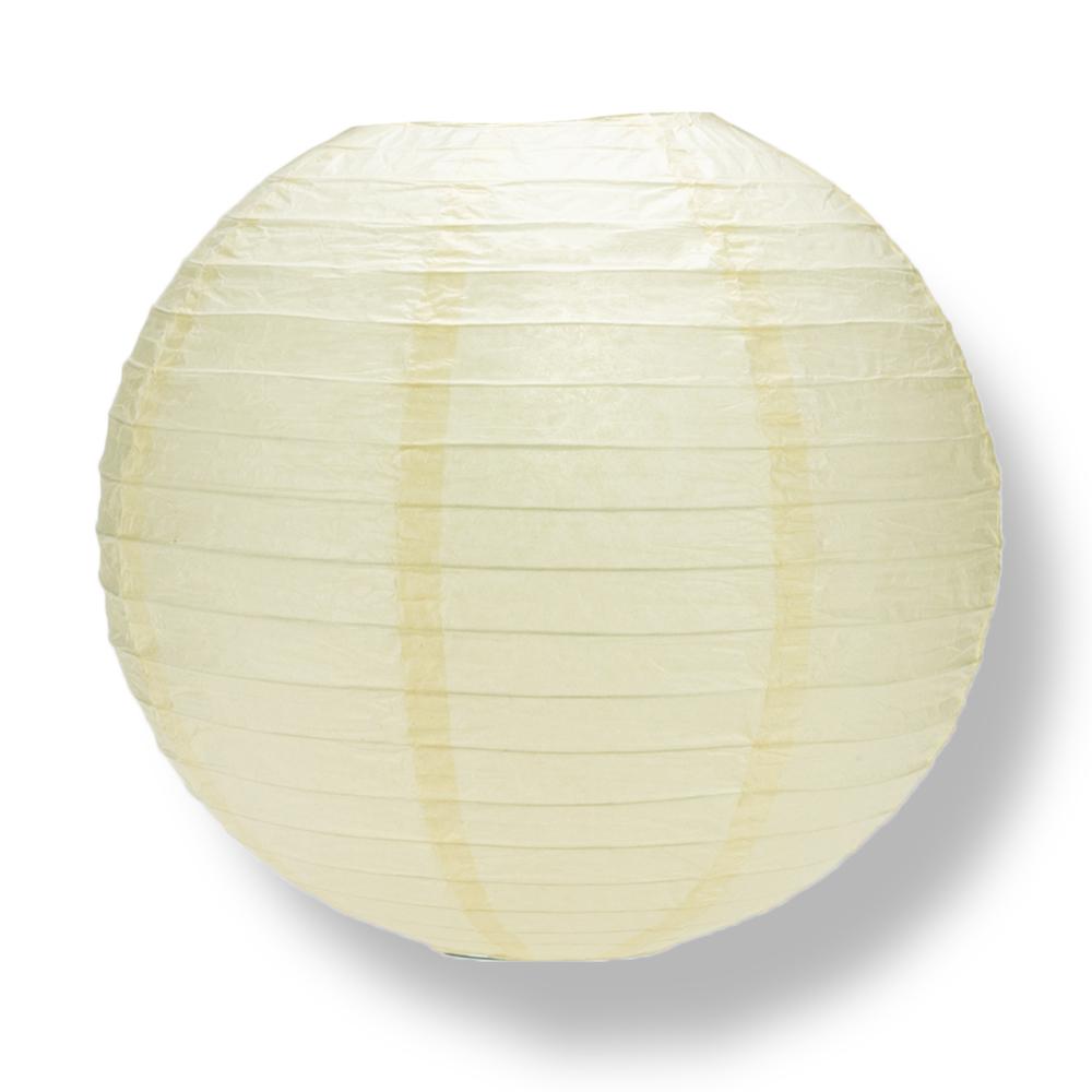 30" Ivory Jumbo Round Paper Lantern, Even Ribbing, Chinese Hanging Wedding & Party Decoration