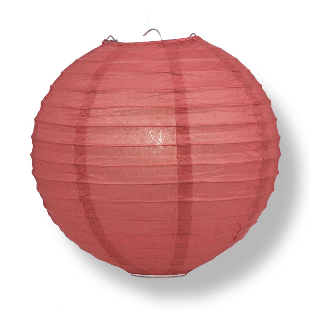 24" Marsala / Burgundy Wine Round Paper Lantern, Even Ribbing, Chinese Hanging Wedding & Party Decoration - PaperLanternStore.com - Paper Lanterns, Decor, Party Lights & More