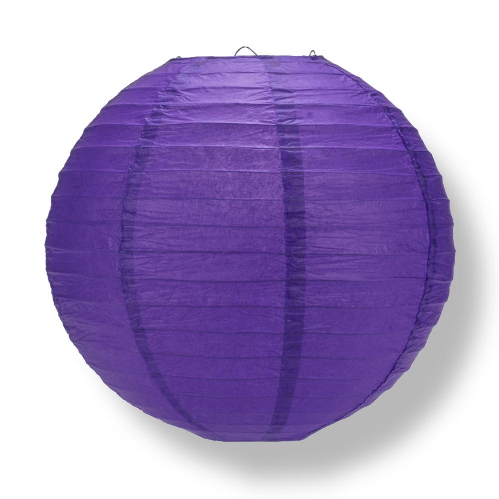 8" Plum Purple Round Paper Lantern, Parallel Ribbing, Chinese Hanging Wedding & Party Decoration - PaperLanternStore.com - Paper Lanterns, Decor, Party Lights & More