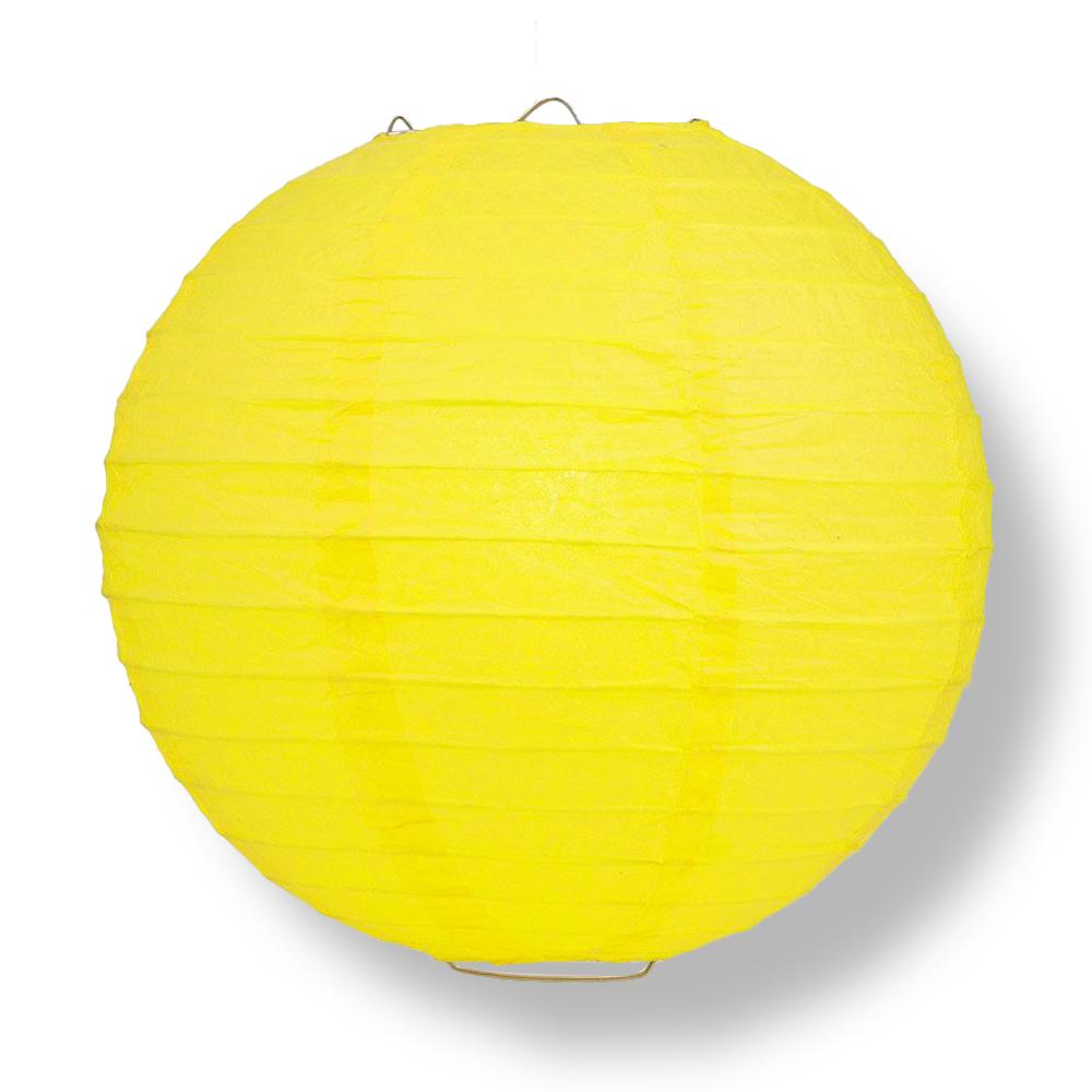 30" Yellow Jumbo Round Paper Lantern, Even Ribbing, Chinese Hanging Wedding & Party Decoration