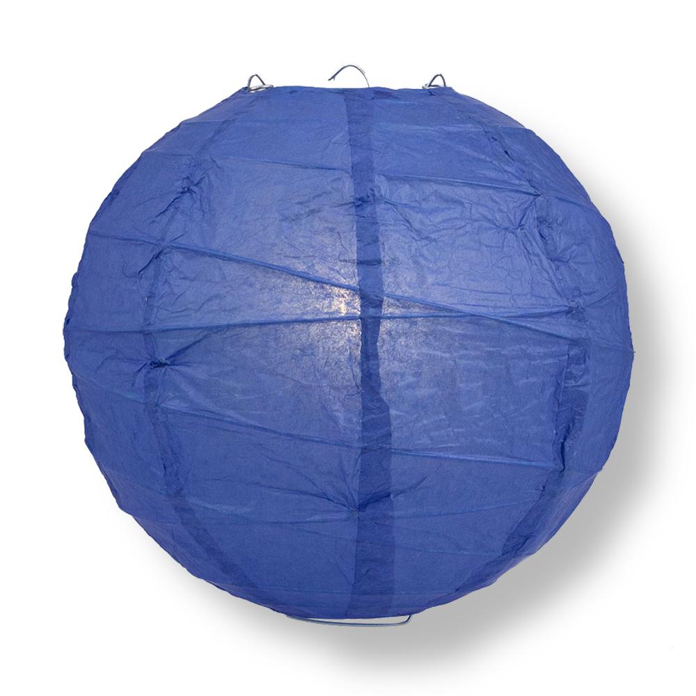 24" Dark Blue Round Paper Lantern, Crisscross Ribbing, Chinese Hanging Wedding & Party Decoration - PaperLanternStore.com - Paper Lanterns, Decor, Party Lights & More