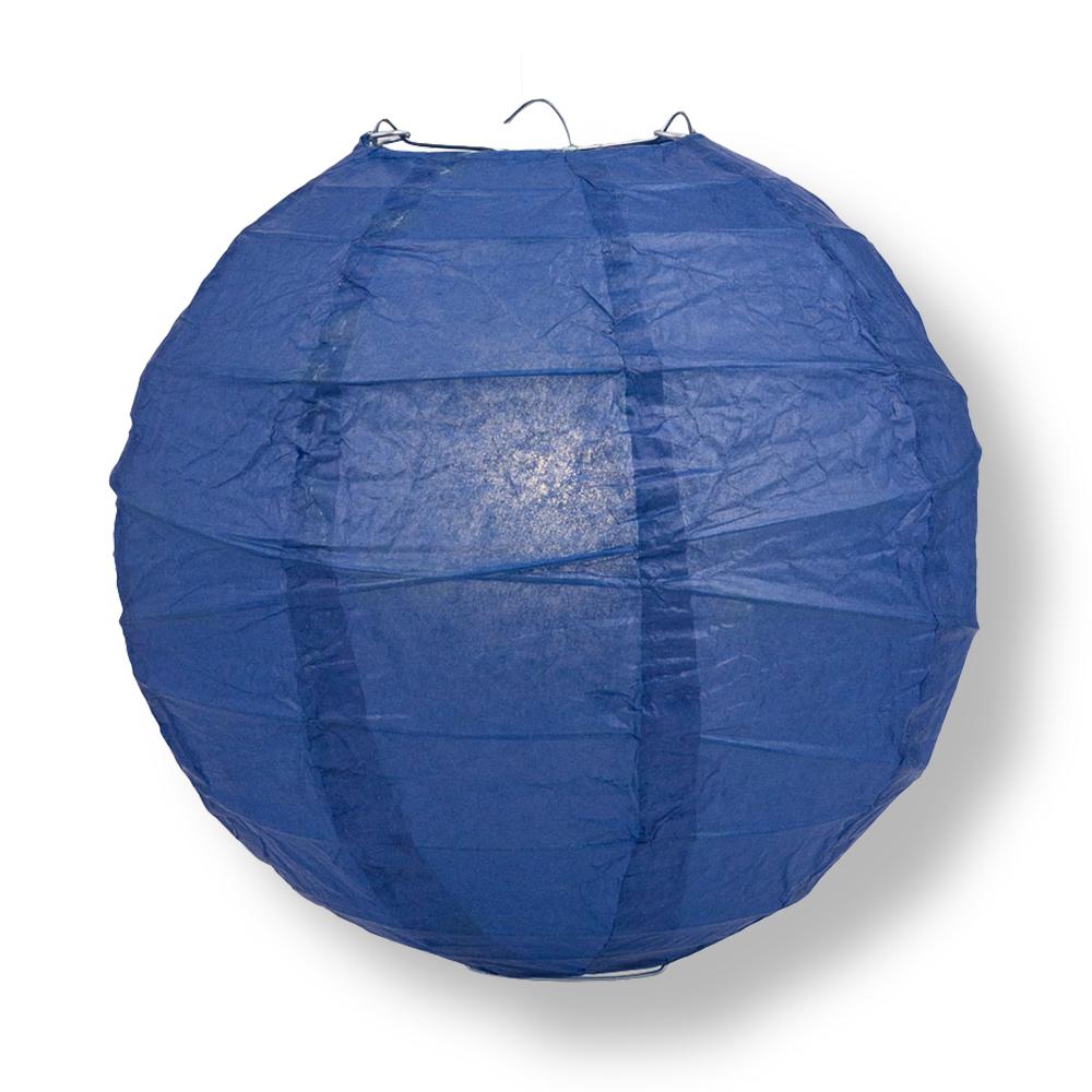24" Navy Blue Round Paper Lantern, Crisscross Ribbing, Chinese Hanging Wedding & Party Decoration - PaperLanternStore.com - Paper Lanterns, Decor, Party Lights & More