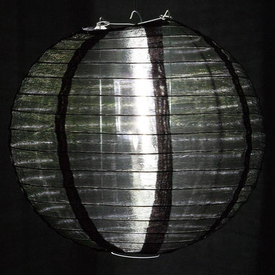 30" Black Jumbo Shimmering Nylon Lantern, Even Ribbing, Durable, Dry Outdoor Hanging Decoration