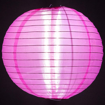 36" Hot Pink Jumbo Shimmering Nylon Lantern, Even Ribbing, Durable, Dry Outdoor Hanging Decoration