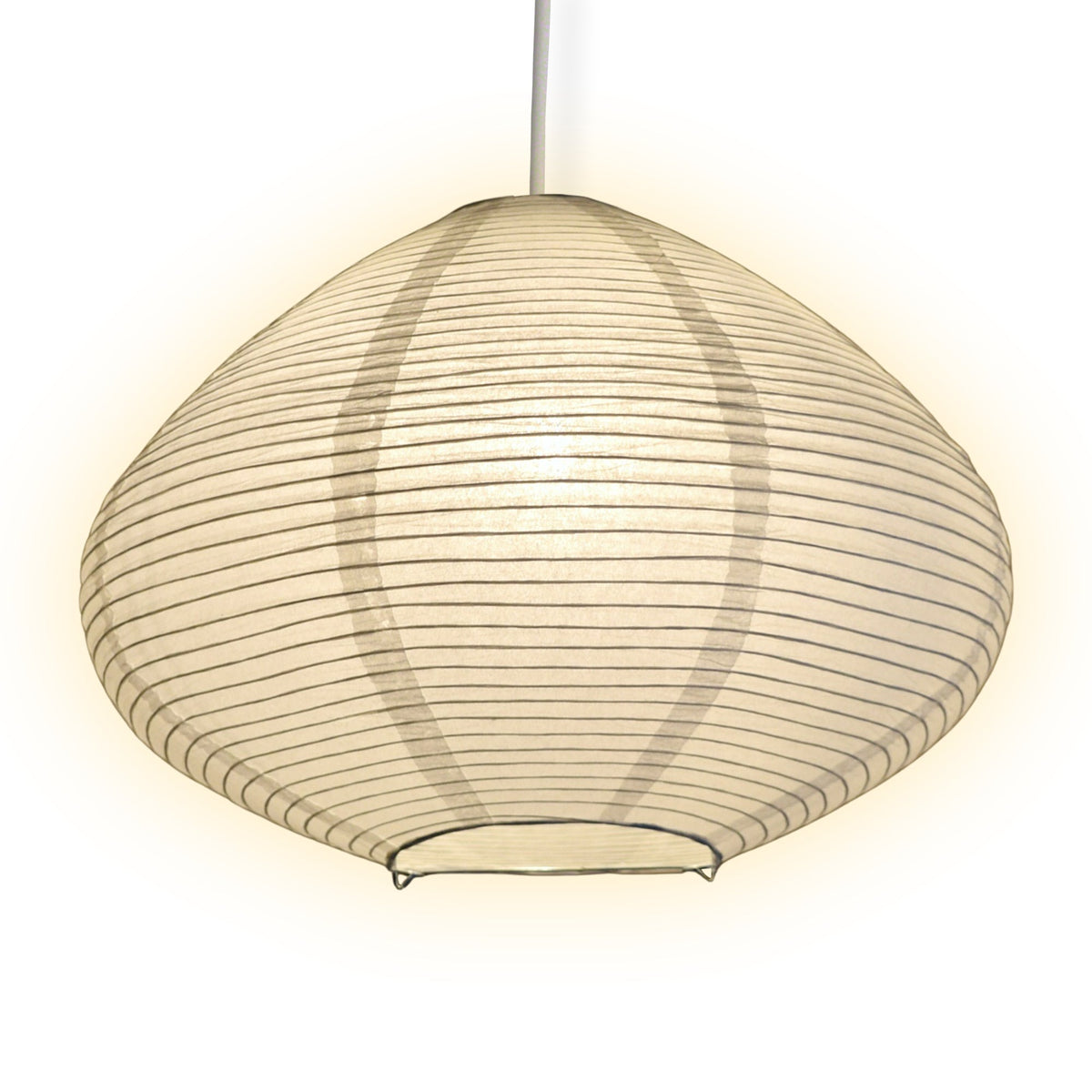 Bulbous Shaped Premium Fine Line Paper Lantern, White (16"W x 11"H) - Luna Bazaar | Boho & Vintage Style Decor