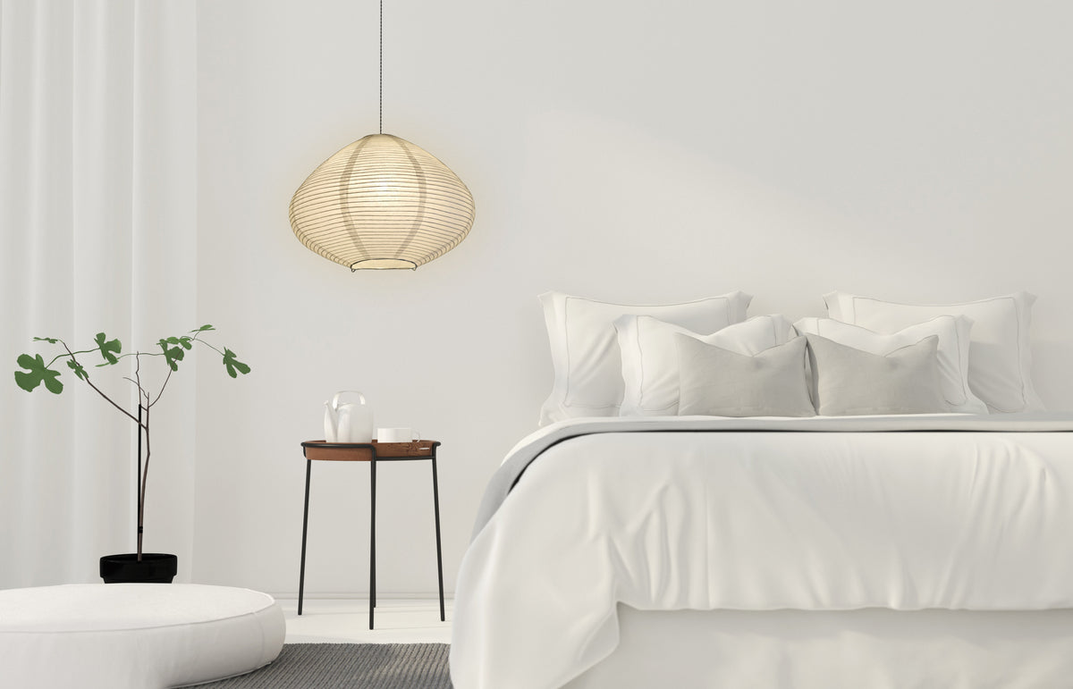 Bulbous Shaped Premium Fine Line Paper Lantern, White (16"W x 11"H) - Luna Bazaar | Boho & Vintage Style Decor