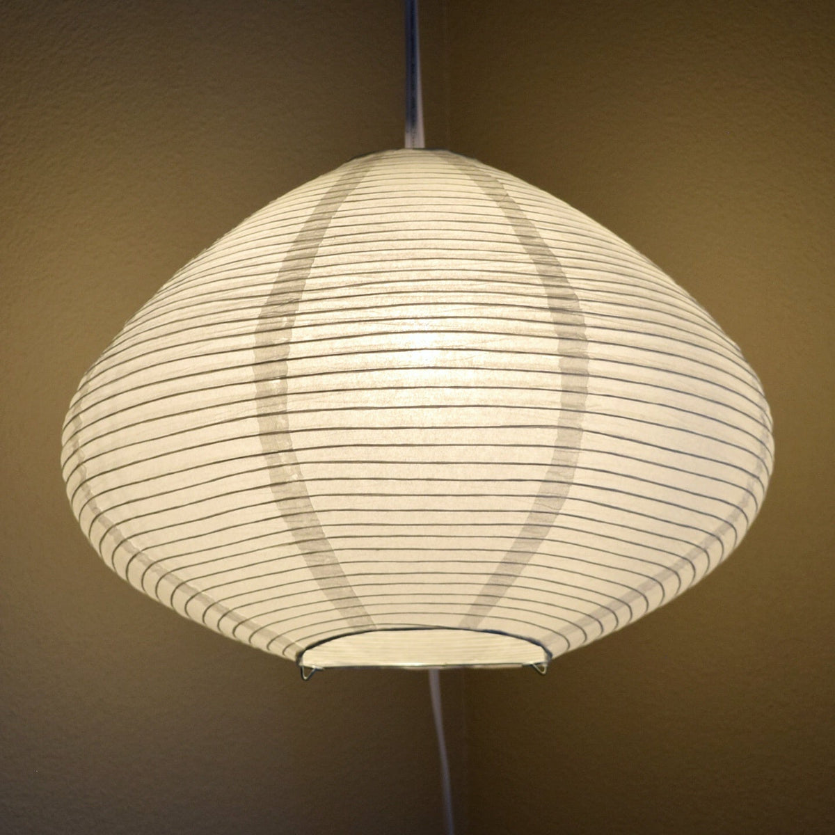 Bulbous Shaped Premium Fine Line Paper Lantern, White (16"W x 11"H) - Luna Bazaar | Boho & Vintage Style Decor
