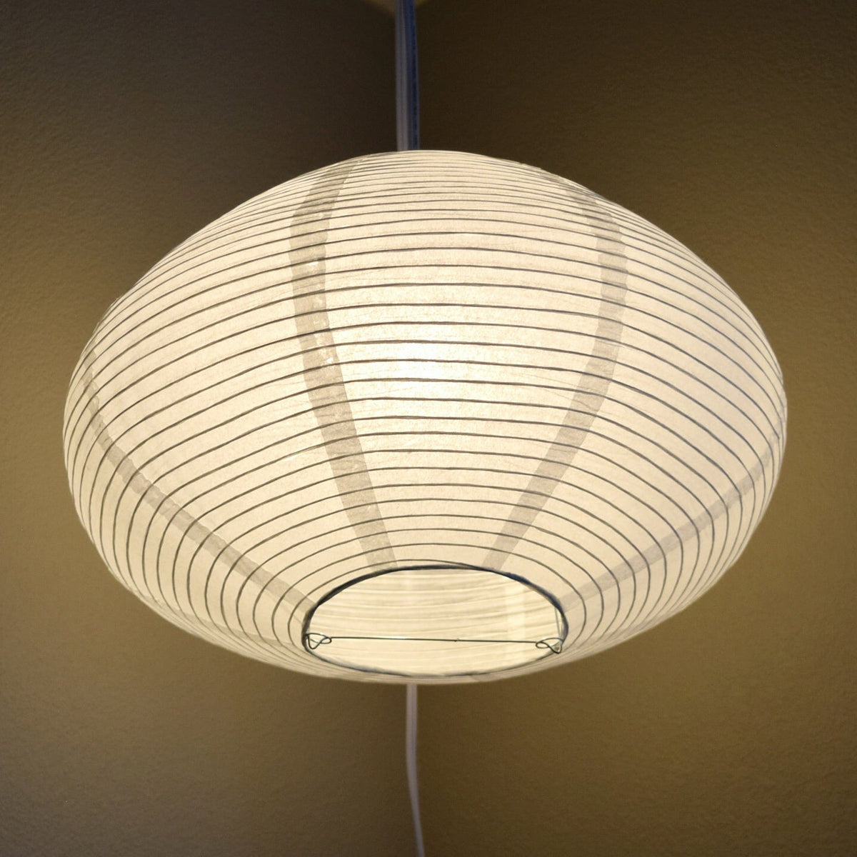 Bulbous Shaped Premium Fine Line Paper Lantern, White (16"W x 11"H) - Luna Bazaar | Boho & Vintage Style Decor