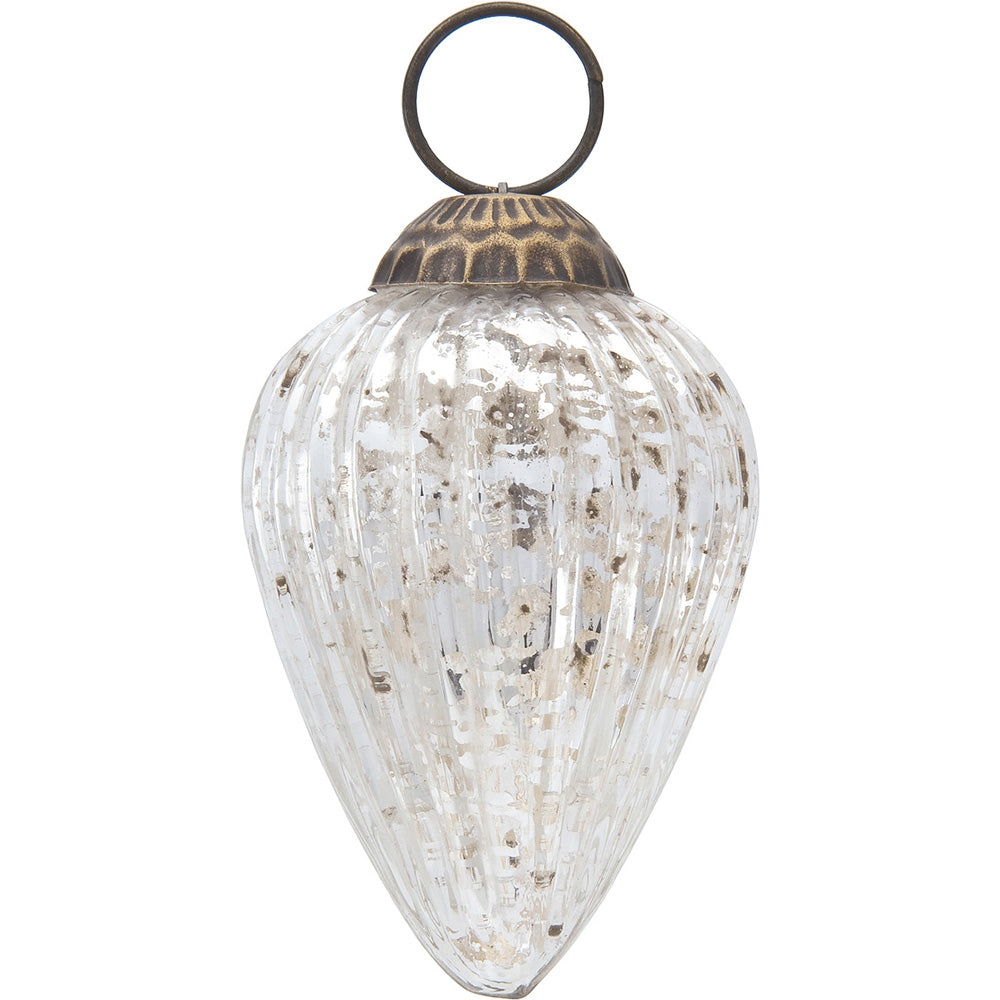 6 Pack | Small Mercury Glass Ornaments (2 to 2.25-inch, Silver, Laura Design) - Great Gift Idea, Vintage-Style Decorations for Christmas, Special Occasions, Home Decor and Parties - PaperLanternStore.com - Paper Lanterns, Decor, Party Lights & More