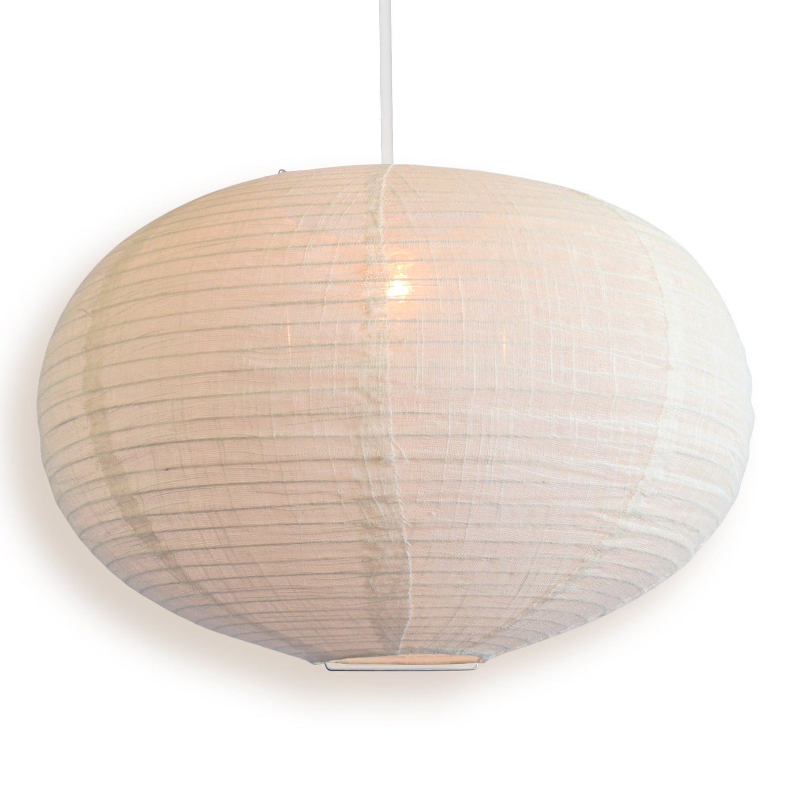 Round Linen Fabric Lantern Lampshade, Handcrafted, Durable, White Beige (16"W x 11"H) - Luna Bazaar | Boho & Vintage Style Decor