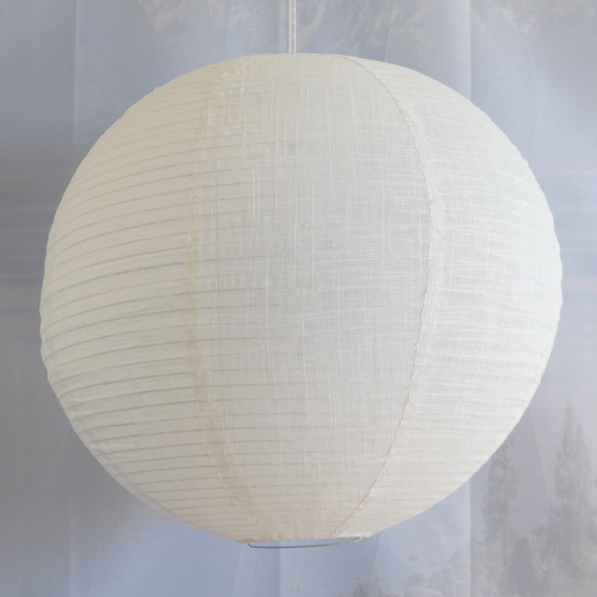 Extra Large Round Linen Fabric Lantern Lampshade, Handcrafted, Durable, White Beige (24"W x 24"H) - Luna Bazaar | Boho & Vintage Style Decor