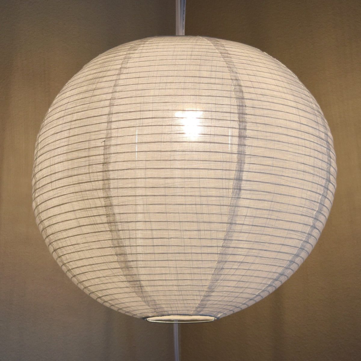 Round Linen Fabric Lantern Lampshade, Handcrafted, Durable, White Beige (16"W x 16"H) - Luna Bazaar | Boho & Vintage Style Decor