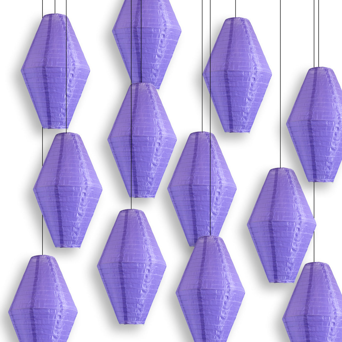 Purple Diamond Unique Shaped Shimmering Nylon Lantern, 12-inch x 19-inch