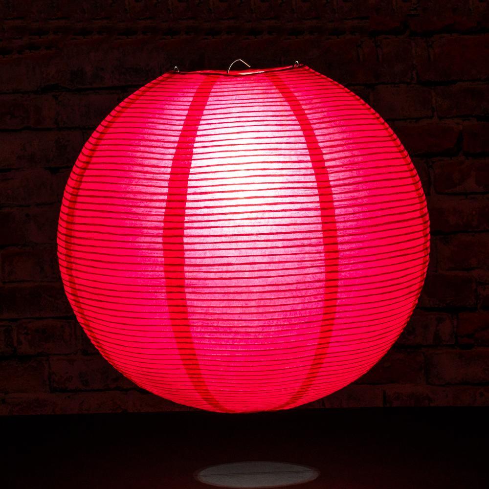 Lit Red Fine Line Premium Parallel Ribbing Paper Lantern, Extra Sturdy