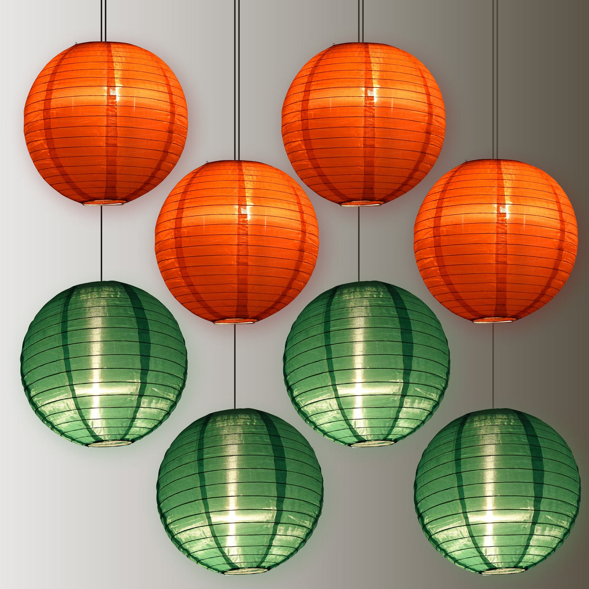 8 PACK | Festive Holiday Nylon Lanterns, Green Red Combo Set - Luna Bazaar | Boho & Vintage Style Decor