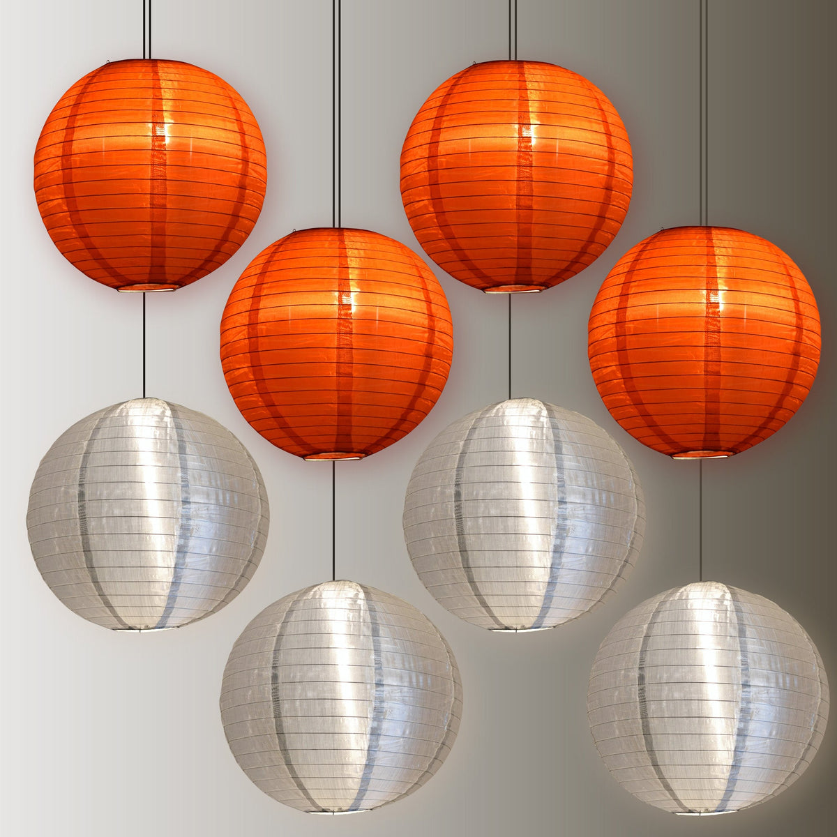8 PACK | Festive Holiday Nylon Lanterns, Silver Red Combo Set - Luna Bazaar | Boho & Vintage Style Decor