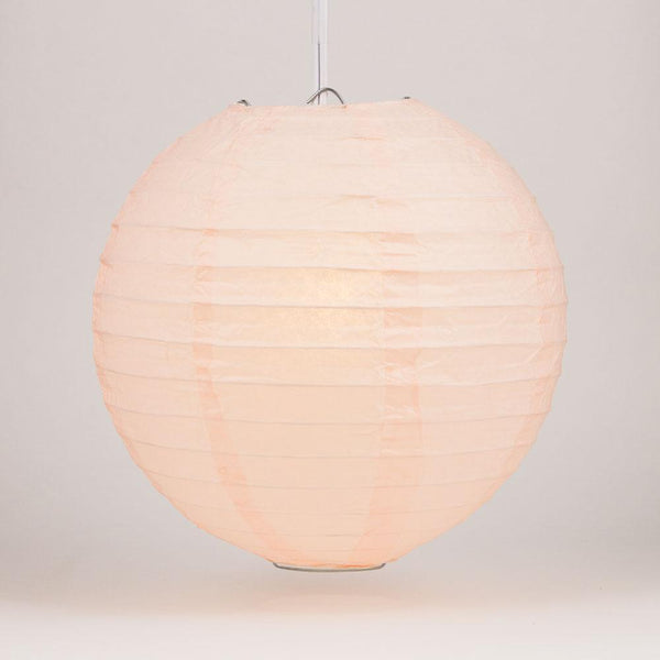36" Rose Quartz Pink Jumbo Round Paper Lantern, Even Ribbing, Chinese Hanging Wedding & Party Decoration
