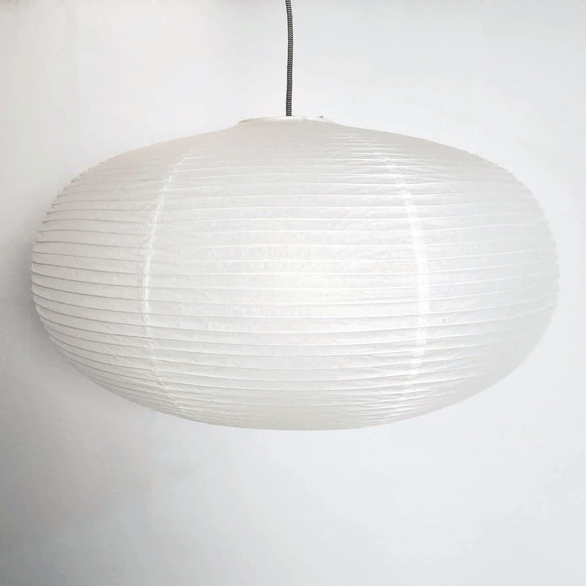 Oval Shaped Premium Fine Line Paper Lantern, White (16&quot;W x 9.5&quot;H) - Luna Bazaar | Boho &amp; Vintage Style Decor