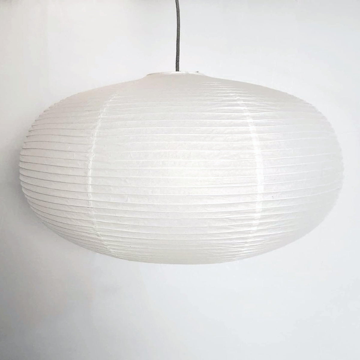 Large Oval Shaped Premium Fine Line Paper Lantern, White (22"W x 13") - Luna Bazaar | Boho & Vintage Style Decor