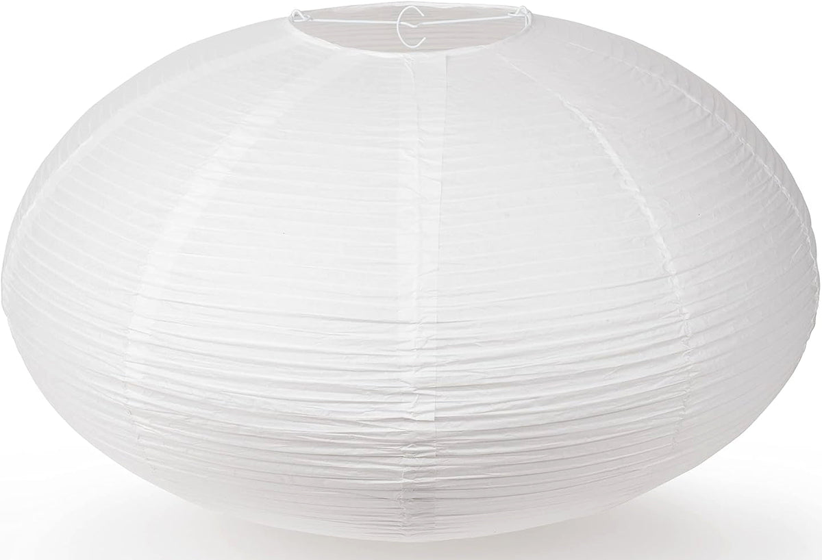 Large Oval Shaped Premium Fine Line Paper Lantern, White (22"W x 13") - Luna Bazaar | Boho & Vintage Style Decor