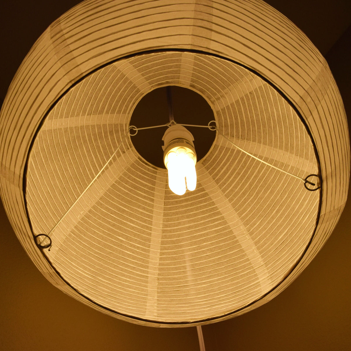 Spherical Dome Shaped Premium Fine Line Paper Lantern Lampshade, White (16&quot;W x 12&quot;H) - Luna Bazaar | Boho &amp; Vintage Style Decor