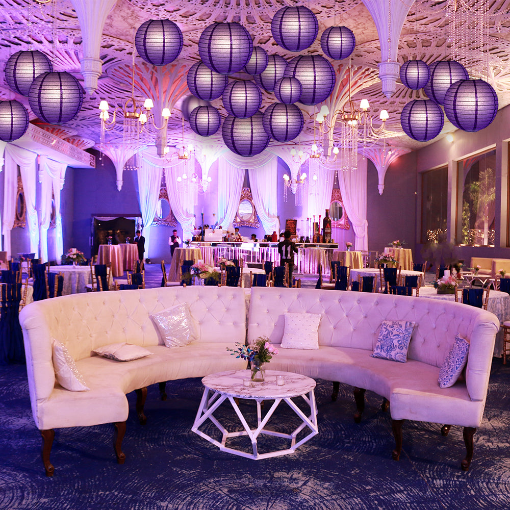 Ultimate 20pc Dark Purple Paper Lantern Party Pack - Assorted Sizes of 6, 8, 10, 12 for Weddings, Birthday, Parallelts and Decor - PaperLanternStore.com - Paper Lanterns, Decor, Party Lights & More