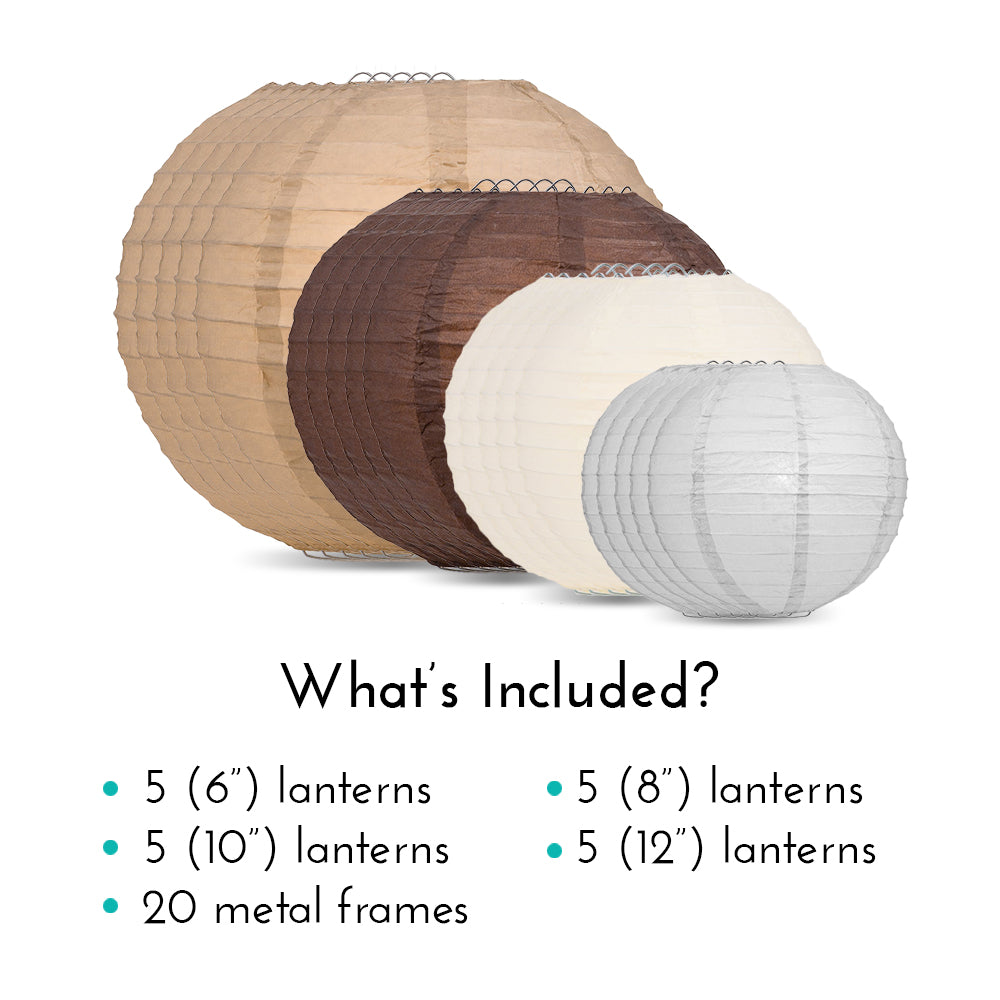 Ultimate 20-Piece Earthtone Variety Paper Lantern Party Pack - Assorted ...