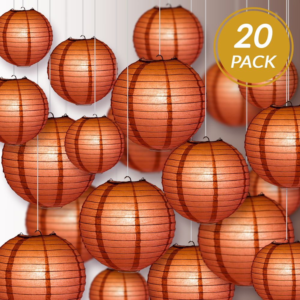 Ultimate 20pc Marsala Burgundy Wine Paper Lantern Party Pack - Assorted Sizes of 6, 8, 10, 12 for Weddings, Birthday, Parallelts and Decor - PaperLanternStore.com - Paper Lanterns, Decor, Party Lights & More