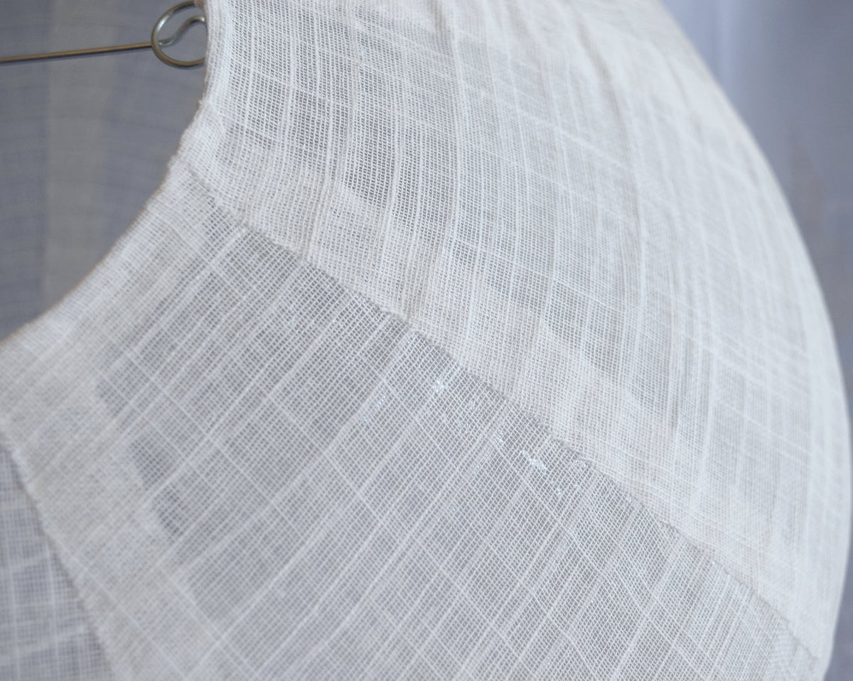 Large Round Linen Fabric Lantern Lampshade, Handcrafted, Durable, White Beige (20"W x 20"H) - Luna Bazaar | Boho & Vintage Style Decor