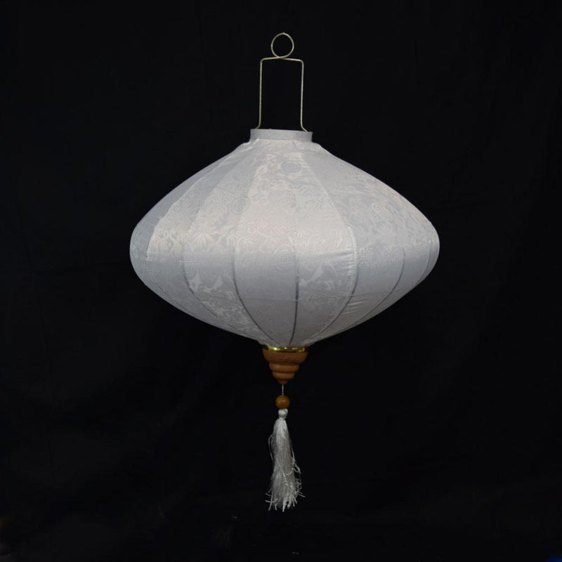 Small White Vietnamese Silk Lantern, Diamond Shaped - Luna Bazaar | Boho &amp; Vintage Style Decor