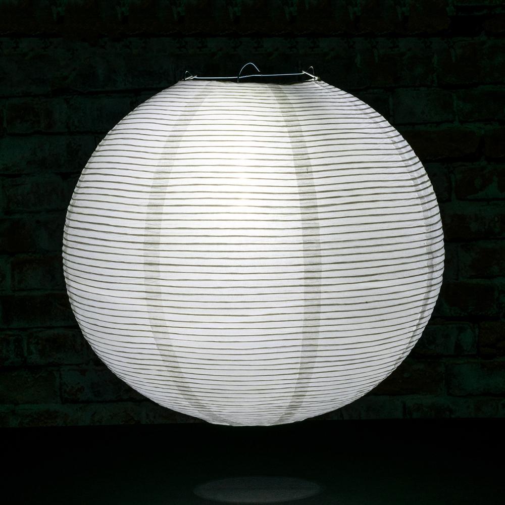 Lit White Fine Line Premium Parallel Ribbing Paper Lantern, Extra Sturdy
