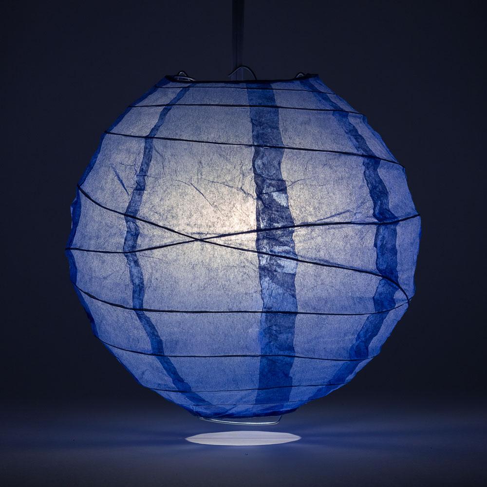24 Inch Astra Blue / Very Periwinkle Free-Style Ribbing Round Paper Lantern - Luna Bazaar | Boho &amp; Vintage Style Decor