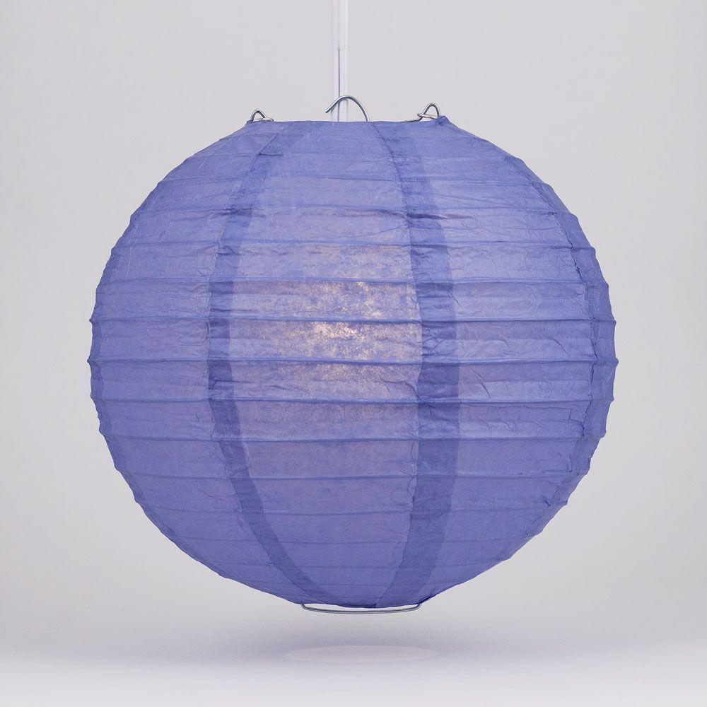 10 Inch Astra Blue / Very Periwinkle Parallel Ribbing Round Paper Lantern - Luna Bazaar | Boho &amp; Vintage Style Decor