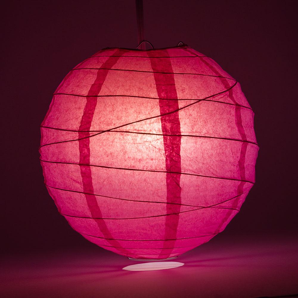 12 Inch Fuchsia / Hot Pink Free-Style Ribbing Round Paper Lantern - Luna Bazaar | Boho &amp; Vintage Style Decor