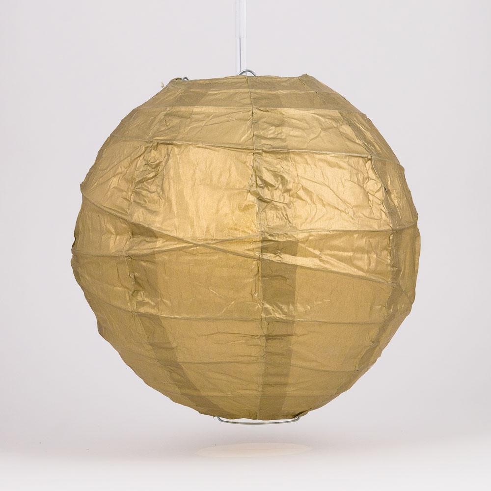 5-Pack 16 Inch Gold Free-Style Ribbing Round Paper Lantern - Luna Bazaar | Boho &amp; Vintage Style Decor