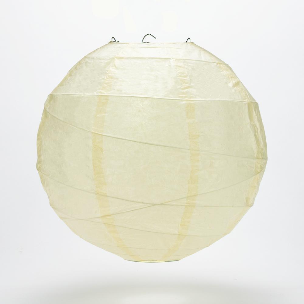 5-Pack 8 Inch Ivory Free-Style Ribbing Round Paper Lantern - Luna Bazaar | Boho &amp; Vintage Style Decor