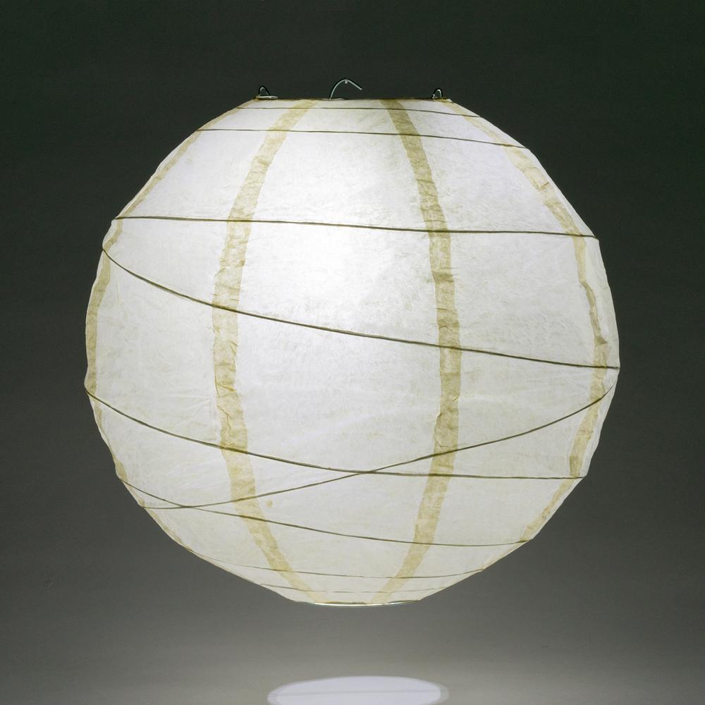 20 Inch Ivory Free-Style Ribbing Round Paper Lantern - Luna Bazaar | Boho &amp; Vintage Style Decor