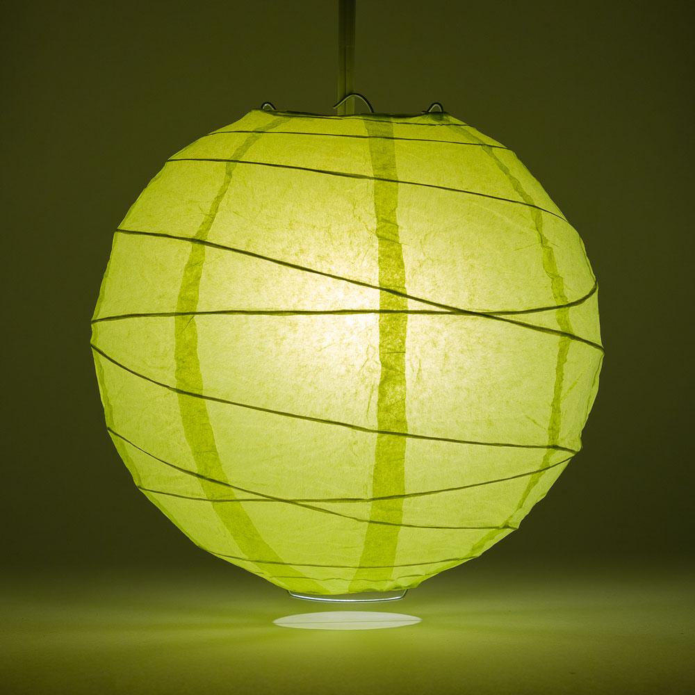 12 Inch Light Lime Green Free-Style Ribbing Round Paper Lantern - Luna Bazaar | Boho &amp; Vintage Style Decor