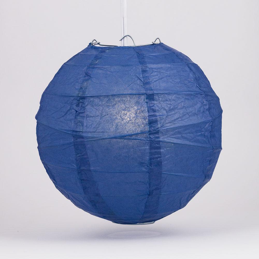 12 PACK | 12&quot;  Navy Blue Crisscross Ribbing, Hanging Paper Lantern Combo Set - Luna Bazaar | Boho &amp; Vintage Style Decor