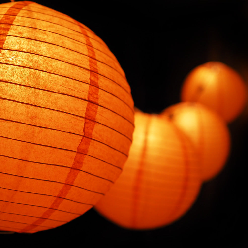 MoonBright 12&quot; Orange Paper Lantern String Light Set (10-PACK Combo Kit) - LunaBazaar - Discover. Decorate. Celebrate.