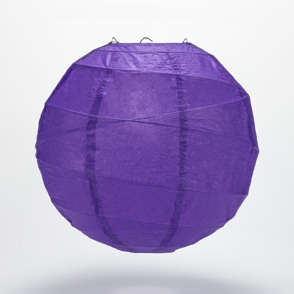 5-Pack 24 Inch Plum Purple Free-Style Ribbing Round Paper Lantern - Luna Bazaar | Boho &amp; Vintage Style Decor